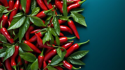 Hot Red Chili Pepper, spicy food seasoning. Monochromatic background with space for text. Banner with vegetables.