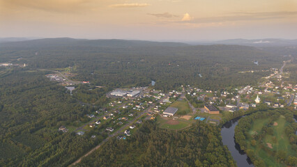 Obraz premium Aerial view of a small village in the province of Quebec in Canada