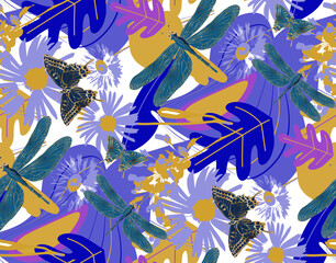 Seamless abstract floral pattern. Good for fabrics, dresses, tablecloths, backdrops and the like.