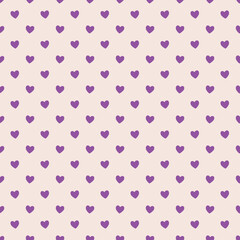 Seamless purple heart pattern on pink background.Simple heart shape seamless pattern in diagonal arrangement. Love and romantic theme background.
