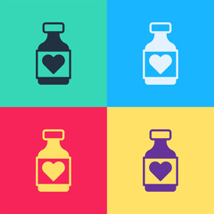 Pop art Vitamin complex of pill capsule icon isolated on color background. Healthy lifestyle. Vector