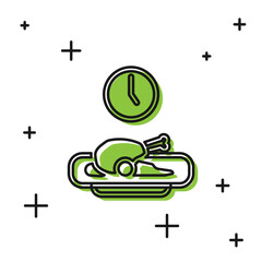 Black Food time icon isolated on white background. Time to eat. Vector