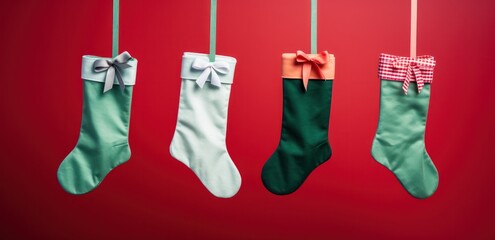 A rainbow of stockings dangles from a silky ribbon, creating a bright and joyful reminder of the endless possibilities of fashion