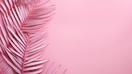 palm leaves on pink background.Generative AI