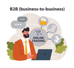 E-store and e-commerce business model. B2B, business to business