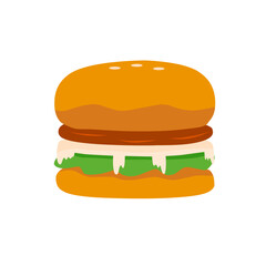illustration. cartoon hamburger for fast food
