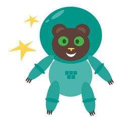 A bear flies in space in a spacesuit © Olga Khodaryonok