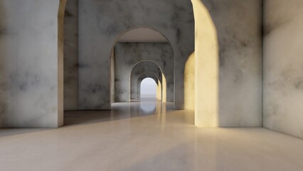 Fototapeta na wymiar Architecture interior background empty arched pass 3d render