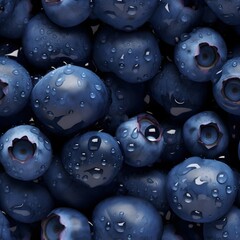 Blueberries realistic macro seamless pattern.