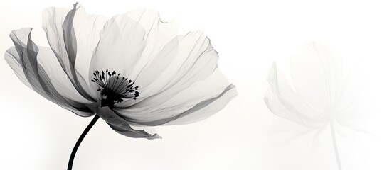 Condolence, grieving card, loss, funerals, support. Beautiful elegant fantasy ink flower on a neutral 
bright background for sending words of support and comfort. Monochromatic style.
