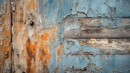 Macro Close-Up Of An Old Door, Peeling Paint