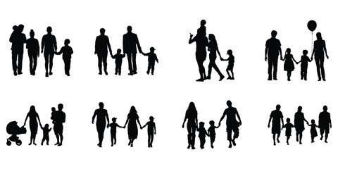 set of family silhouette set