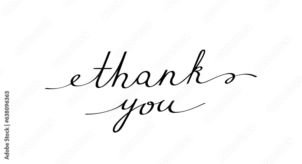 Wall mural thank you handwritten phrase with smooth lines. calligraphy continuous line with word thank you usab - Wall murals