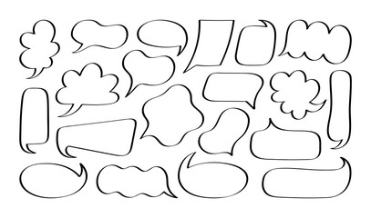 Super set different shape hand drawn bubbles. Collection of speech bubble or chat bubble. Vector graphic design