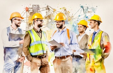 Fototapeta na wymiar Engineers day watercolor Illustration background. Labors day watercolor Illustration background. Greeting for 15 September.