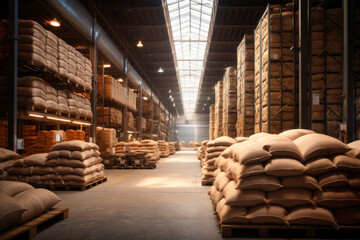 Vintage warehouse with canvas bags - 638096576