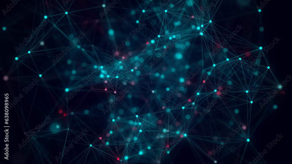 Aufkleber Blue network connection structure. Science background. Abstract digital background. Big data visualization. 3d rendering.