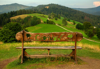 Widok na Beskidy - Cieńków. Polska