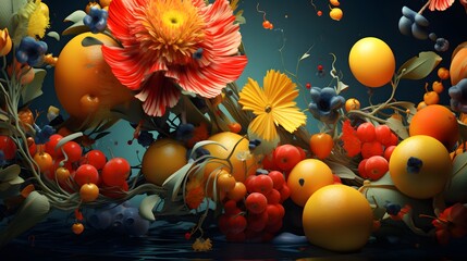 Obraz na płótnie Canvas Flowers and Fruits