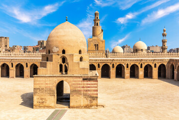 Fototapeta na wymiar The Mosque of Ibn Tulun, view of ablution fountain, Cairo, Egypt