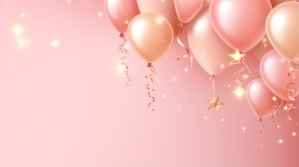 Pink holiday background with balloons