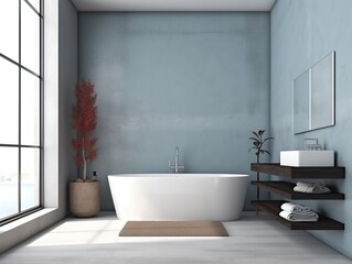Fototapeta na wymiar Bathroom minimalistic modern interior, generative ai