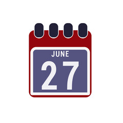 Calendar displaying day 27 (twenty-seven) of the June - Day 27 of the month. Illustration

