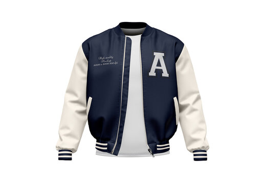 Bomber Jacket with T-Shirt Mockup - Front View