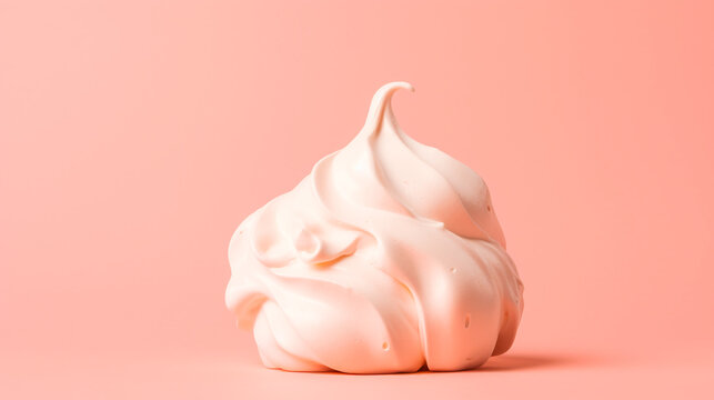 Close up meringue or marshmello dessert pastel pink background ai generate