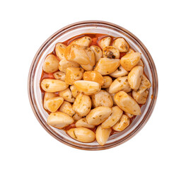 Pickled Garlic, Fermented Garlic Cloves with Red Chili Pepper, Hot Pickle Vegetable, Spices Garlic Cloves