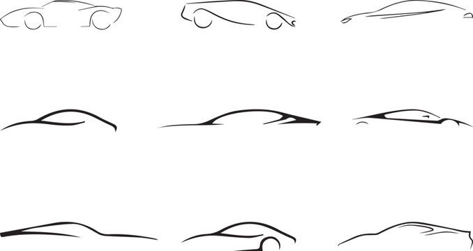 Set of car vector art design line draw, car, icon, auto, vector, truck, vehicle, transportation, transport, automobile, set, illustration, silhouette, van, bus, symbol, traffic, logo, sedan, sport 