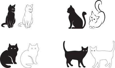 set of cute cat vector art design, cat, animal, vector, cartoon, illustration, kitten, silhouette, pet, animals, cats, black, icon, domestic, set, art, dog, design, pets, feline, collection, fun, cute
