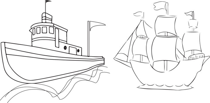 Ship line art vector design, speed, speedboat, icon, vector, sea, set, boat, symbol, travel, icons, ship, illustration, sailboat, summer, sun, yacht, sign, ocean, sail, water, beach, design, sailing