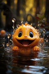 Zigapup Adventure: A Playful Cartoon in the Surreal Forest Waterscape generative ai 