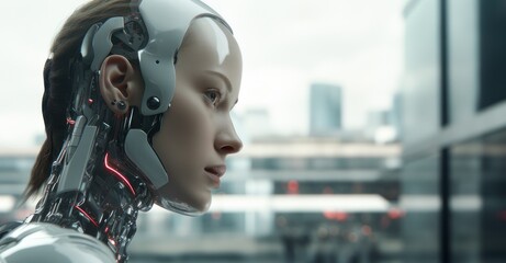 Detailed Side-View of a Female Humanoid