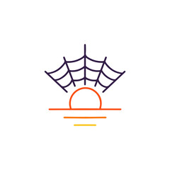 vector illustration of sunset with cobwebs