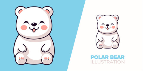 Cute Polar Bear Cartoon: Isolated Vector Icon Illustration Featuring Animal Nature in Flat Cartoon Style
