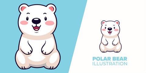Cute Polar Bear Cartoon: Isolated Vector Icon Illustration Portraying Animal Nature in Flat Cartoon Style