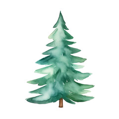 Obraz premium Christmas tree watercolor illustration. clipart for design. elements. isolated on transparent background. Generative ai.