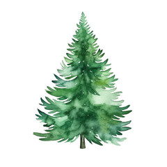Obraz premium Christmas tree watercolor illustration. clipart for design. elements. isolated on transparent background. Generative ai.
