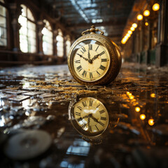 The old clock ticks time reflection
