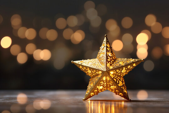Generative ai collage image picture of golden star decor for xmas noel festive atmosphere concept