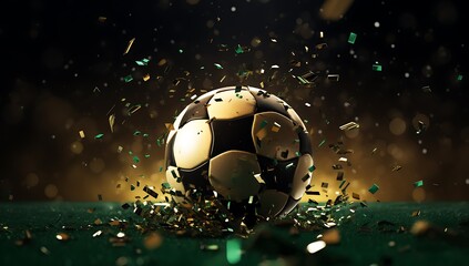 Soccer Ball with Particles. 3D illustration. 3D CG. High resolution.