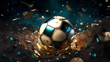 Soccer Ball with Particles. 3D illustration. 3D CG. High resolution.