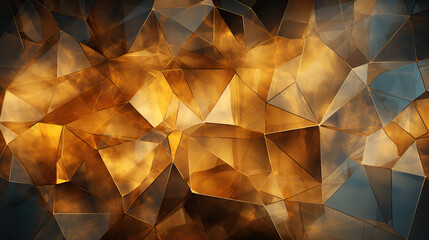 Abstract gold and blue shapes on a vibrant background