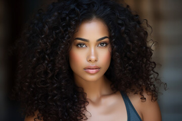 Fototapeta premium Generative AI portrait of natural beauty perfect african american woman