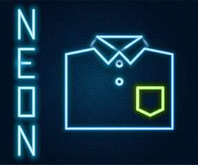 Glowing neon line Bowling shirt icon isolated on black background. Colorful outline concept. Vector