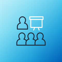 Line Training, presentation icon isolated on blue background. Colorful outline concept. Vector