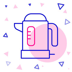 Line Electric kettle icon isolated on white background. Teapot icon. Colorful outline concept. Vector