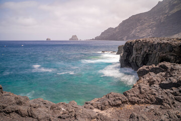  amazing rock formations in the sea in the coast of the island of El Hierro (Canary Islands)